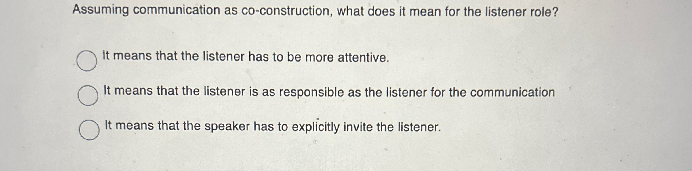 Solved Assuming communication as co-construction, what does | Chegg.com
