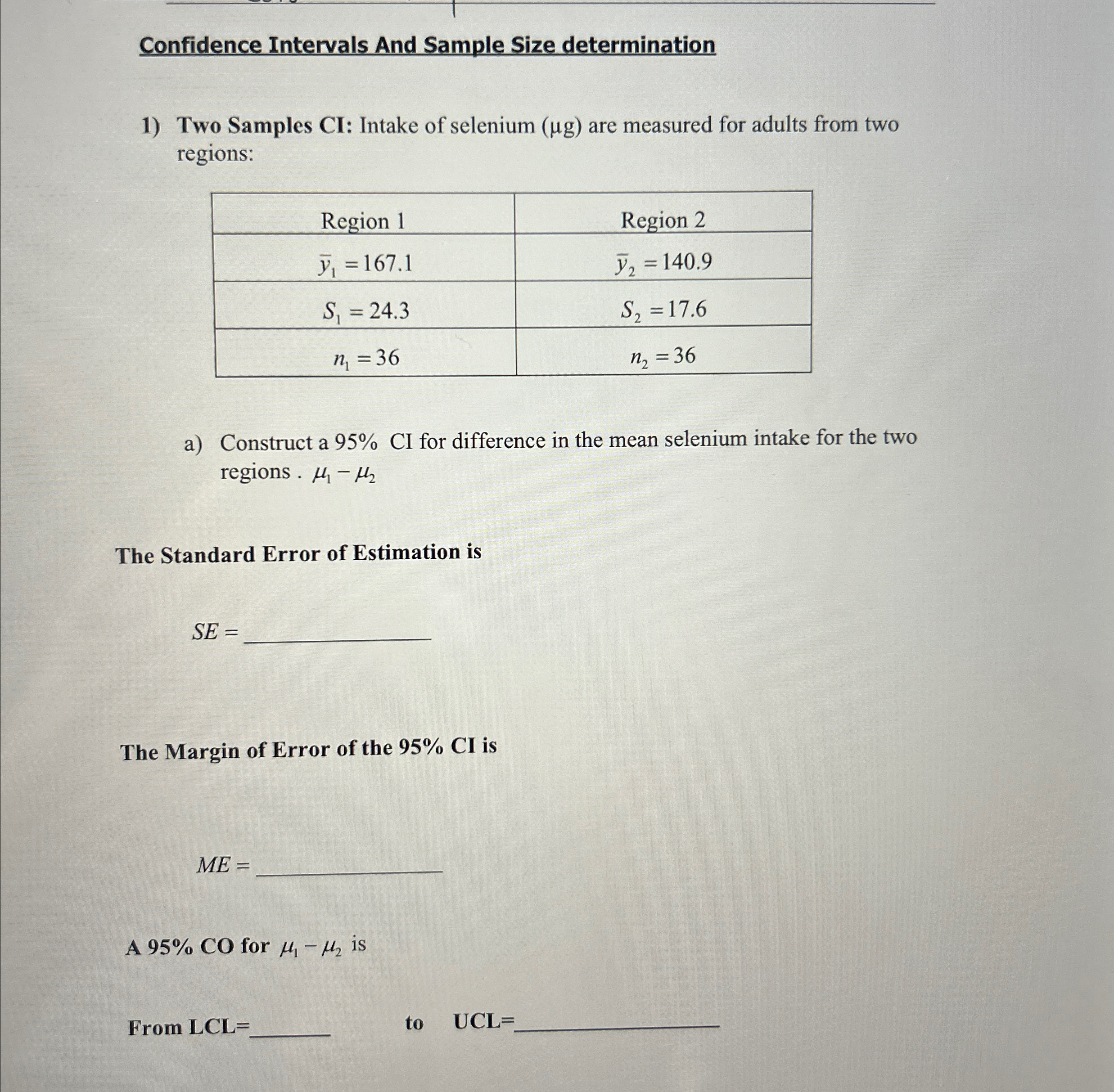 Solved ANSWER ALL PARTSConfidence Intervals And Sample Size | Chegg.com