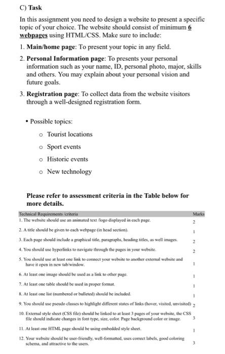 Solved C) Task In this assignment you need to design a | Chegg.com