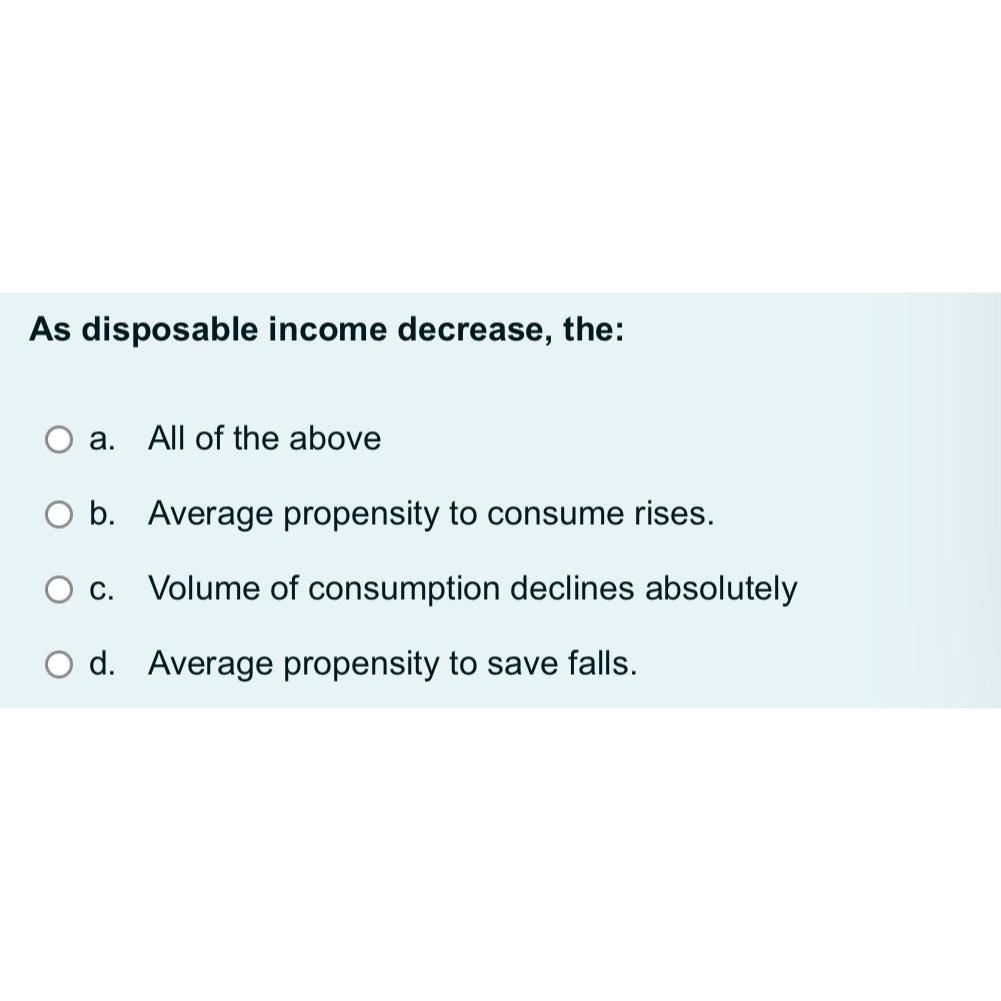Solved As disposable decrease, thea. ﻿All of the