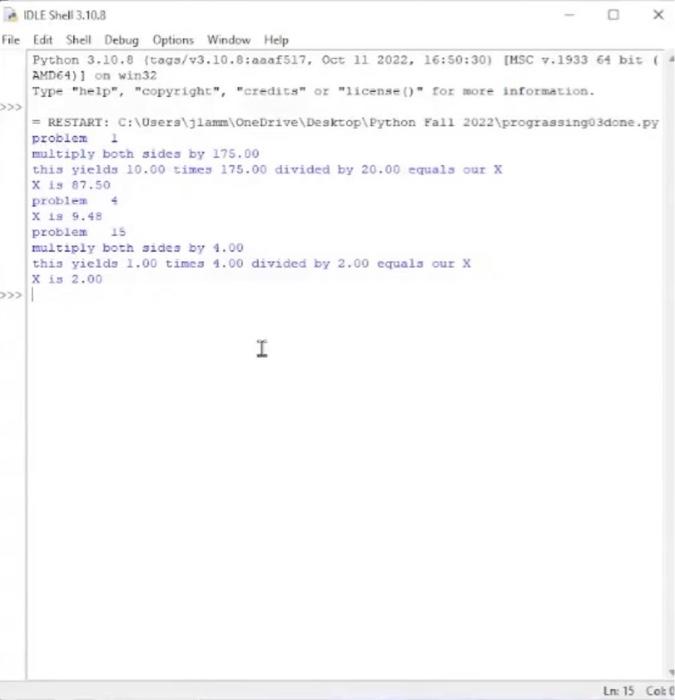 Solved Create a python program that outputs what is shown | Chegg.com
