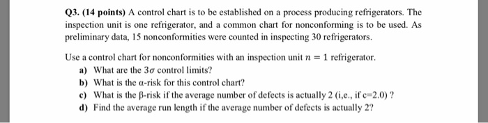 Solved Q3. (14 points) A control chart is to be established | Chegg.com