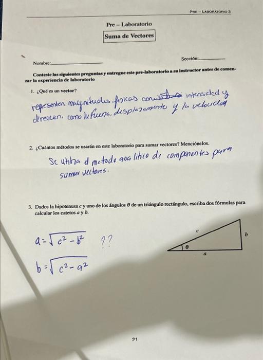 Conteste las sigulentes preguntas y entregue este pre-laboratorio a so instructor antes de comenzar la experiencla de laberat