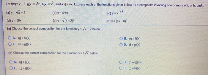 Solved C Y X1 4 Let F X X 2 9 X 2x H X X And J X