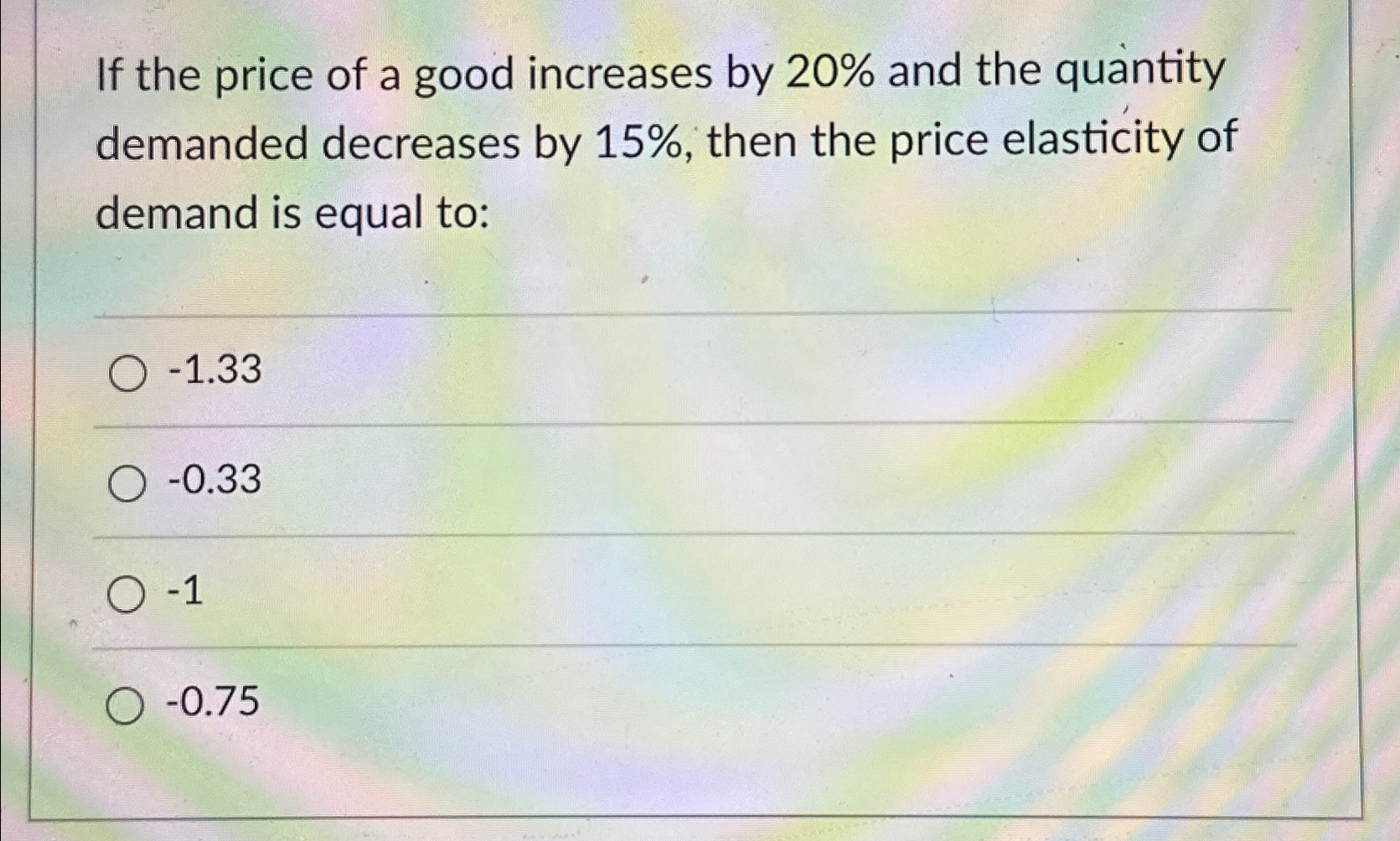 Solved If the price of a good increases by 20% ﻿and the | Chegg.com