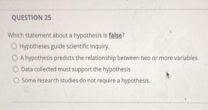 which statement about a hypothesis is false