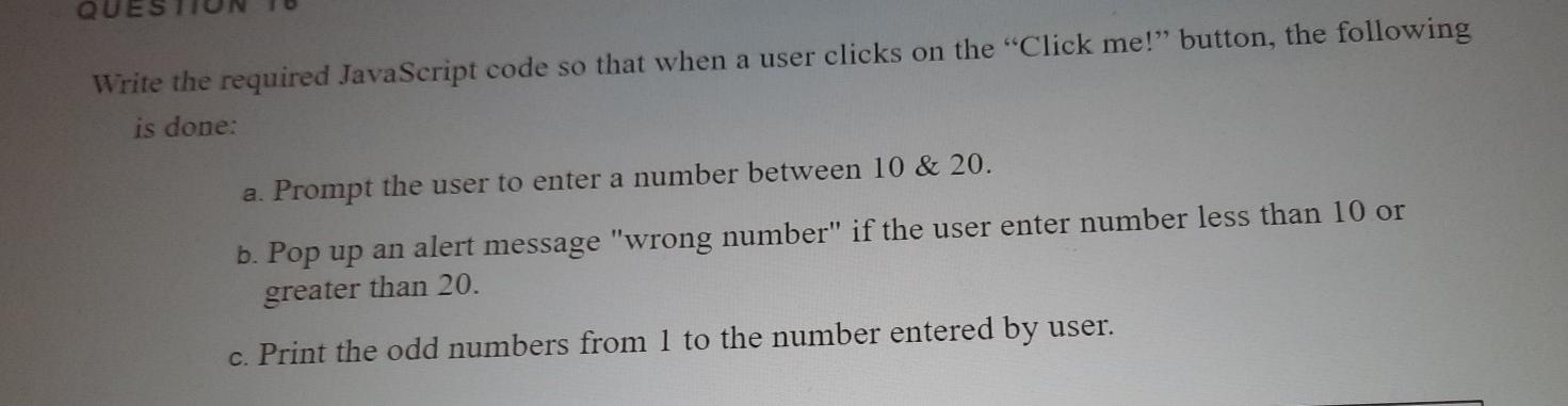 Solved Write the required JavaScript code so that when a | Chegg.com