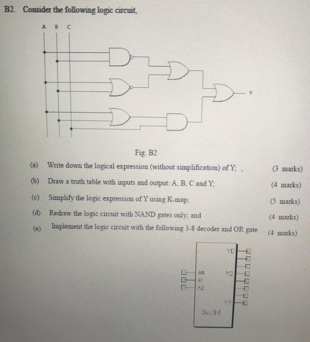 Solved B2. Consider the following logic circuit, D D an 게 | Chegg.com