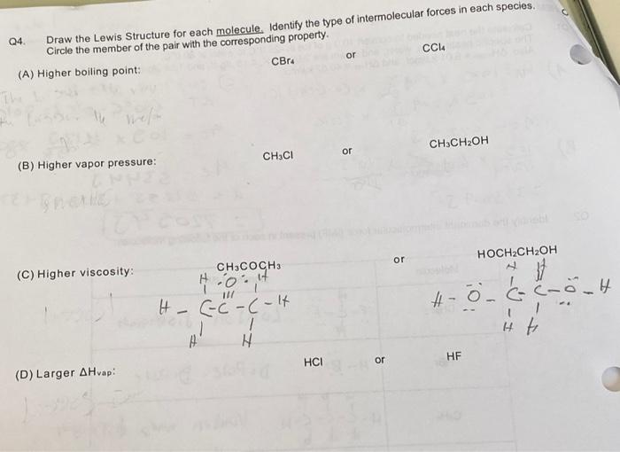 Solved Q4. Draw the Lewis Structure for each molecule. | Chegg.com