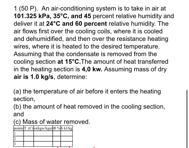 Solved 1 (50 P). An air-conditioning system is to take in | Chegg.com