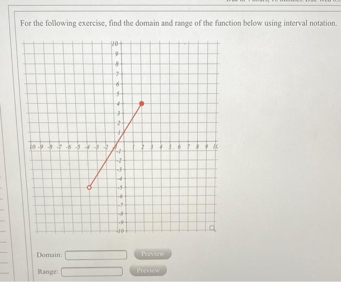 Solved For the following exercise, find the domain and range | Chegg.com