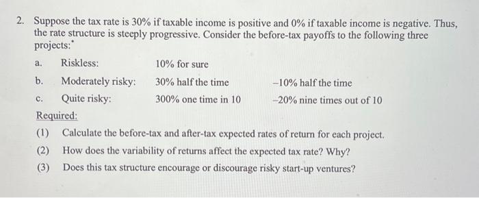 Solved 2. Suppose the tax rate is 30% if taxable income is | Chegg.com