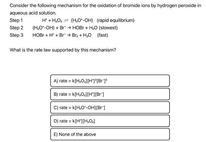 Solved Consider the following mechanism for the oxidation of | Chegg.com