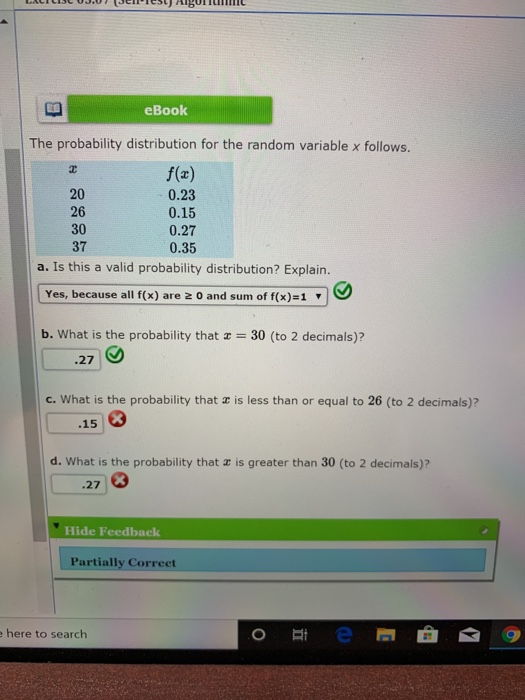 Solved eBook The probability distribution for the random | Chegg.com