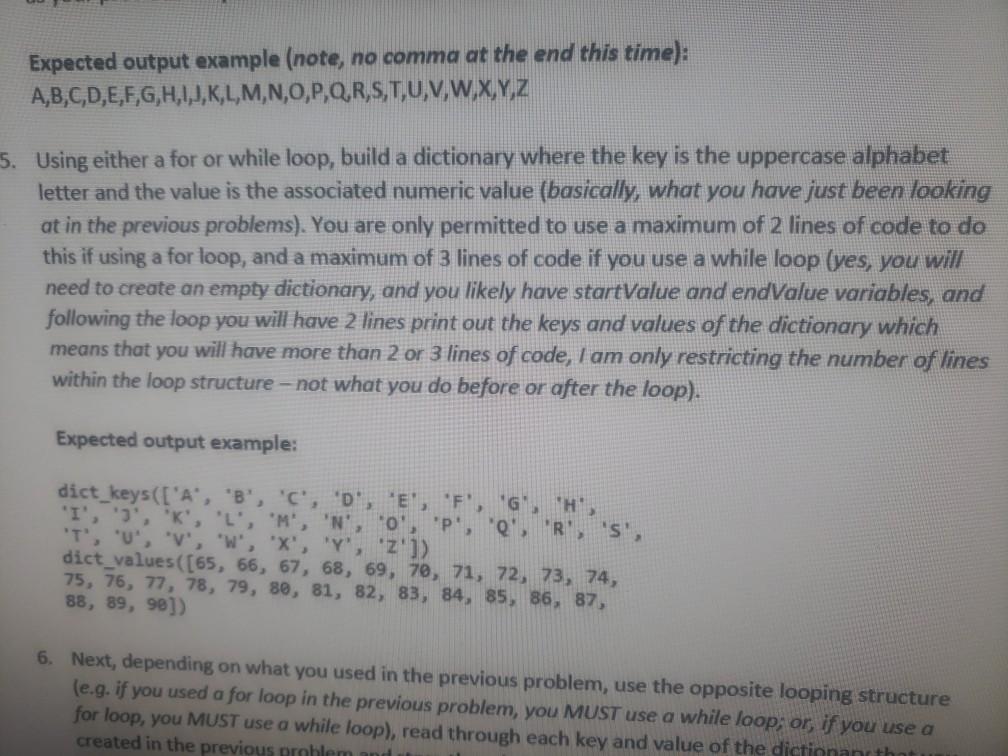 Solved Expected Output Example Note No Comma At The End Chegg Com