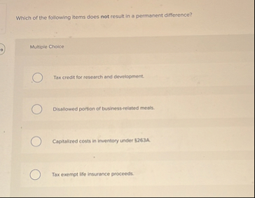 Solved Which of the following items does not result in a | Chegg.com