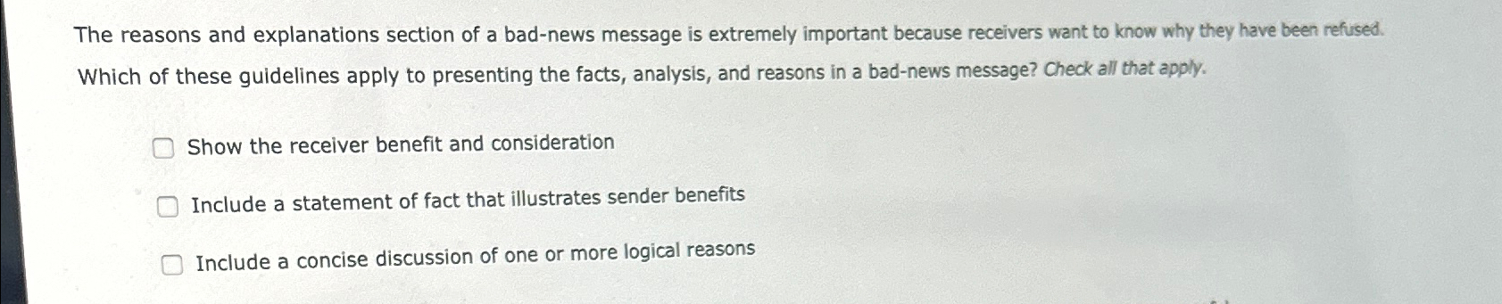 Solved The reasons and explanations section of a bad-news | Chegg.com