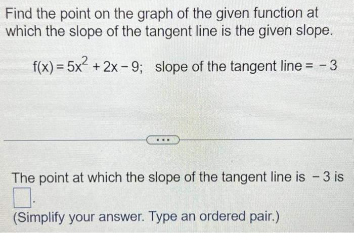 Solved Find the point on the graph of the given function at | Chegg.com