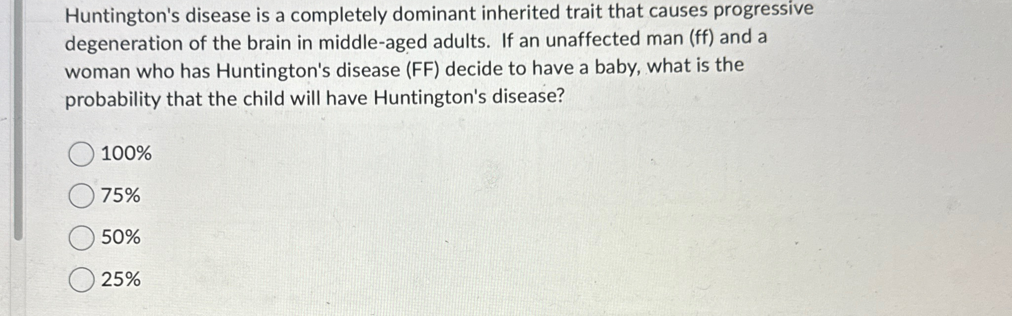 Solved Huntington's disease is a completely dominant | Chegg.com