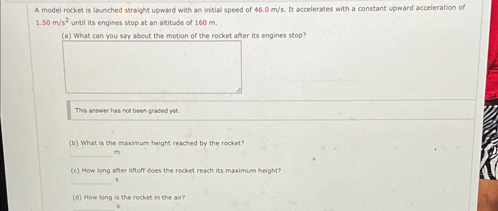 Solved A model rocket is launched straight upward with an | Chegg.com