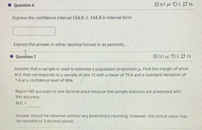 Solved Express the confidence interval 154.6±144.9 in | Chegg.com