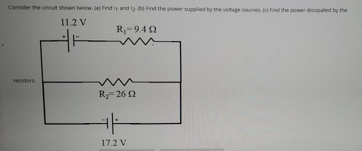 Solved Consider the circuit shown below. (a) Find I1 and I2. | Chegg.com