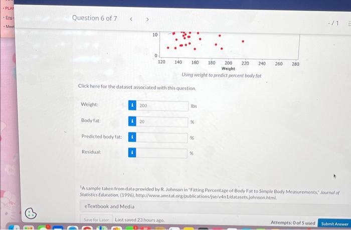 Using Weight to Predict Body Fat Figure 1 shows the | Chegg.com