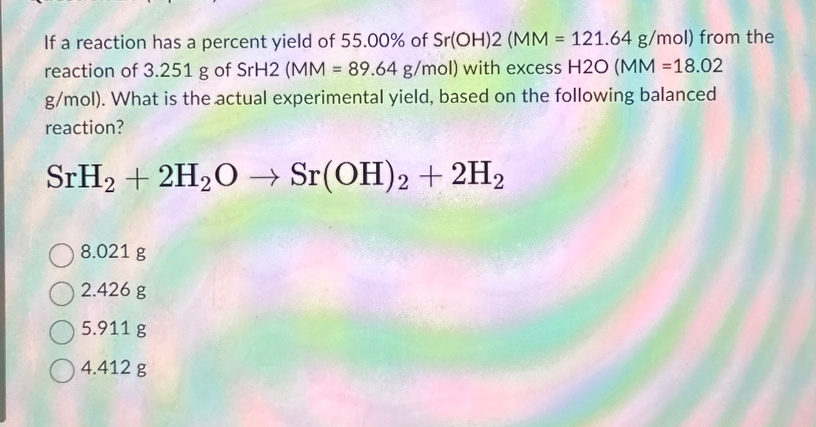 Solved If A Reaction Has A Percent Yield Of 55.00% ﻿of | Chegg.com