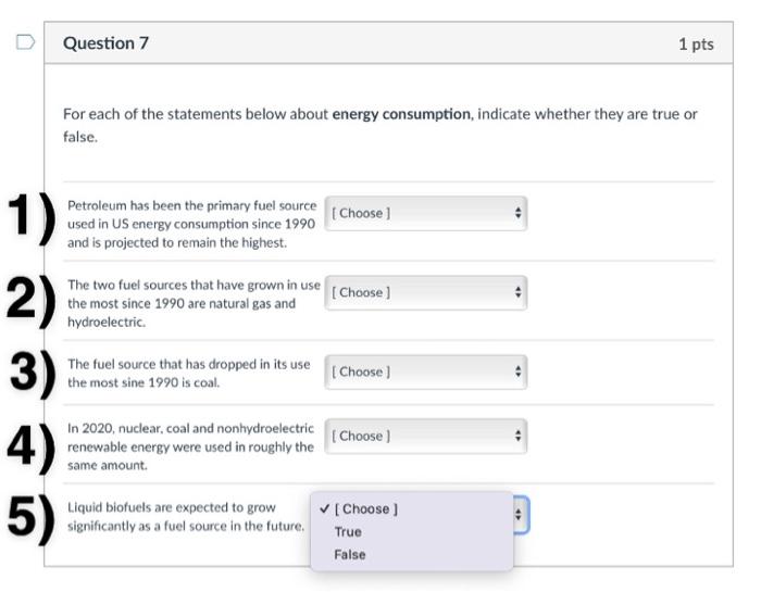 Solved answer ALL 5 parts of the question with TRUE or FALSE