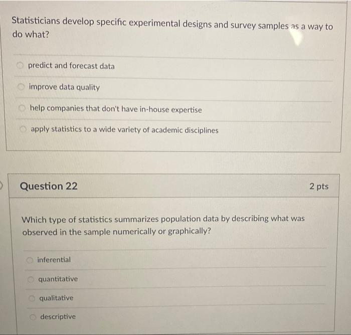 Solved Statisticians Develop Specific Experimental Designs | Chegg.com