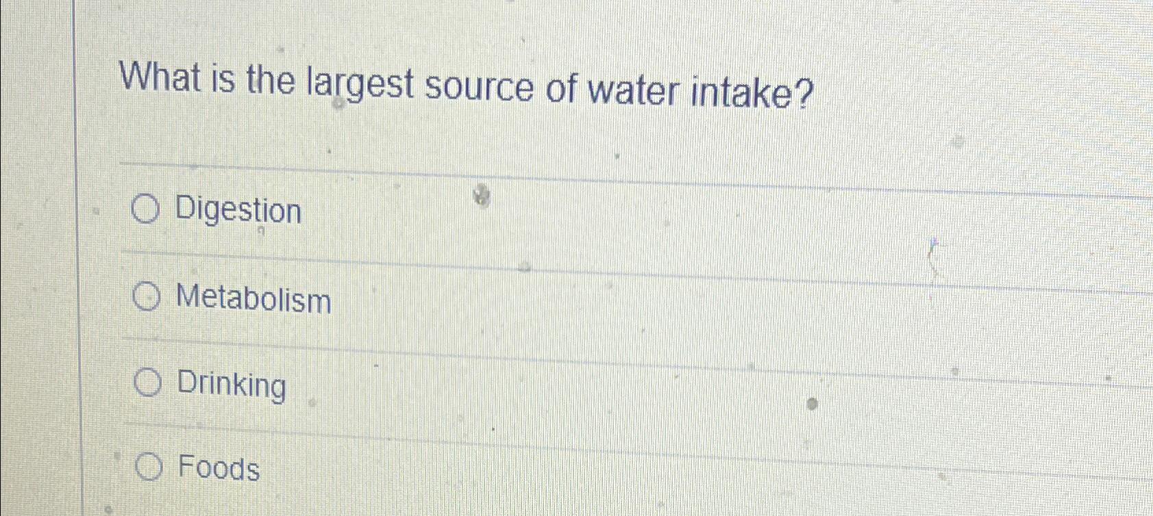 Solved What is the largest source of water