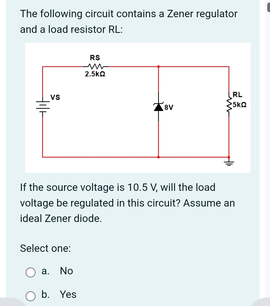 Solved The Following Circuit Contains A Zener Regulator And | Chegg.com