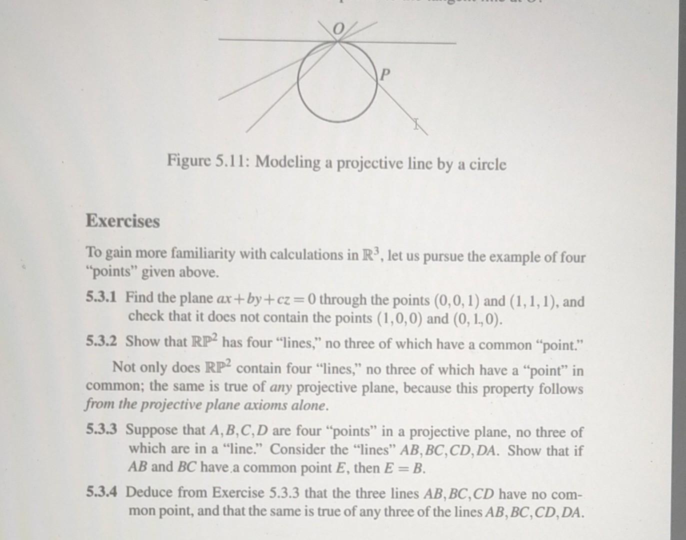 Solved C Figure 5.11: Modeling a projective line by a circle | Chegg.com
