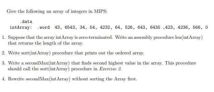 Solved Give the following an array of integers in MIPS: data | Chegg.com