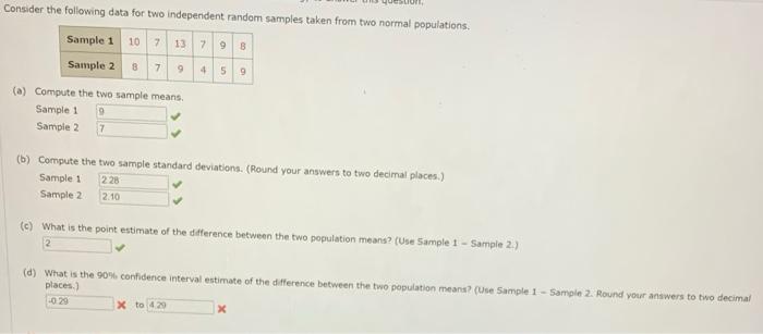 Solved Consider The Following Data For Two Independent | Chegg.com