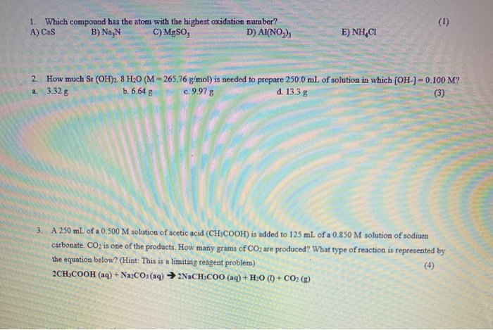 Solved 1. Which Compound Has The Atom With The Highest | Chegg.com Solved 1. Which Compound Has The Atom With The Highest | Chegg.com