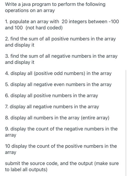 Solved write a java program to perform the following | Chegg.com