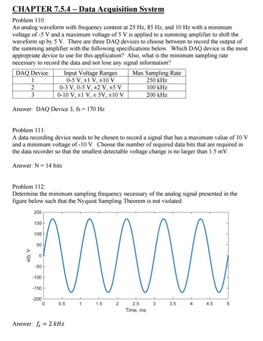 Solved CHAPTER 7.5.4 Data Acquisition System Problem 110