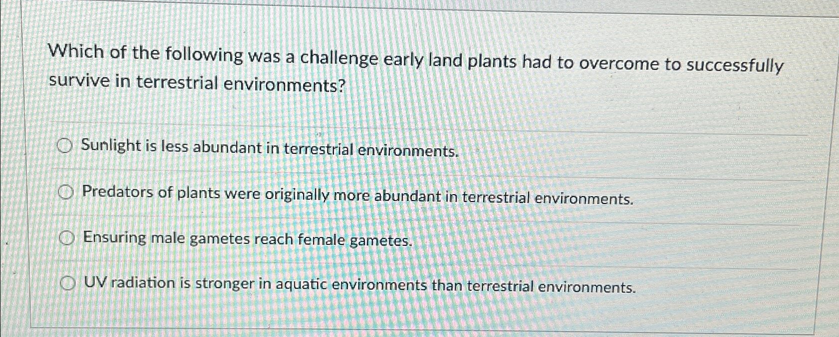 Solved Which of the following was a challenge early land | Chegg.com