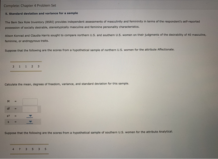 Solved Complete Chapter 4 Problem Set 5 Standard Deviation 