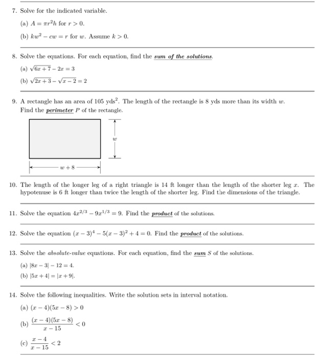 Solved 7 Solve For The Indicated Variable A A R2h For Chegg Com