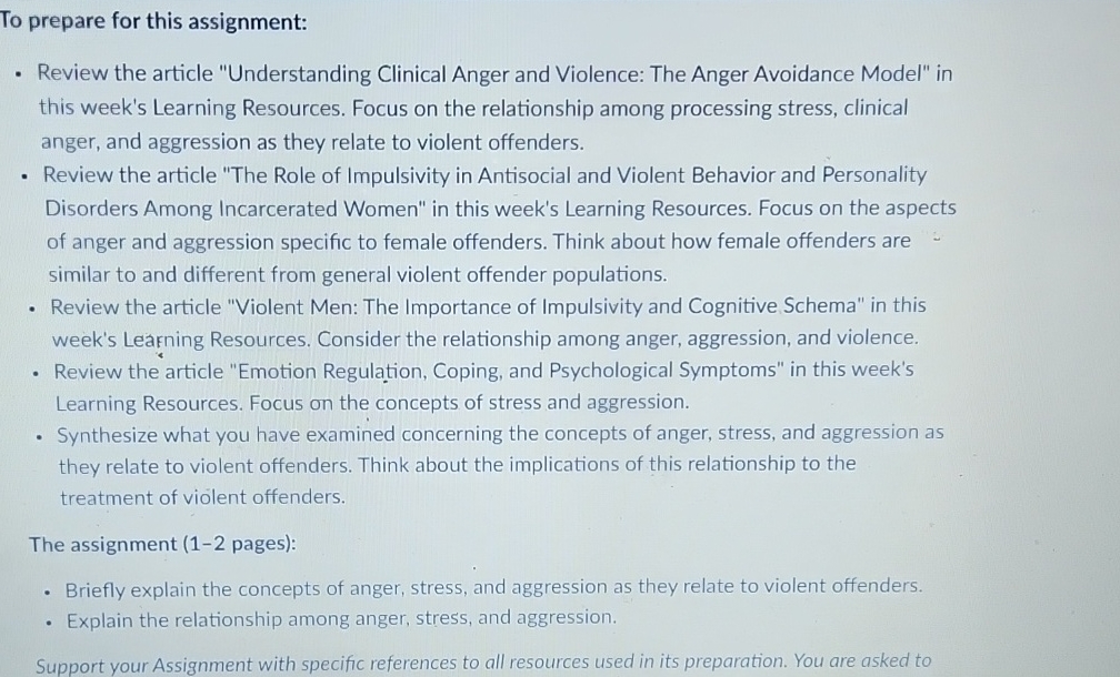 To prepare for this assignment:Review the article | Chegg.com