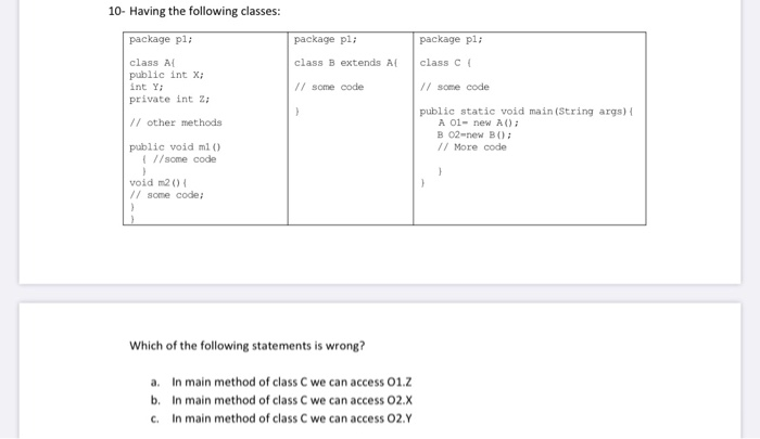 Solved 5. Having The Following Classes: Class A Class B | Chegg.com