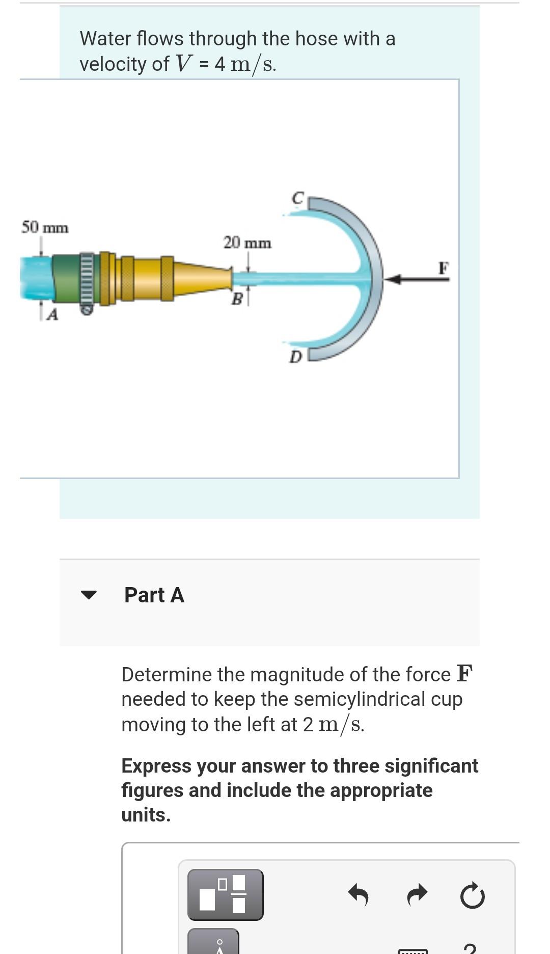 Solved Water flows through the hose with a velocity of V=4 | Chegg.com
