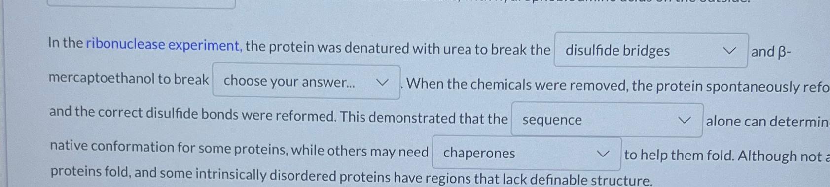 ribonuclease denaturation renaturation experiment