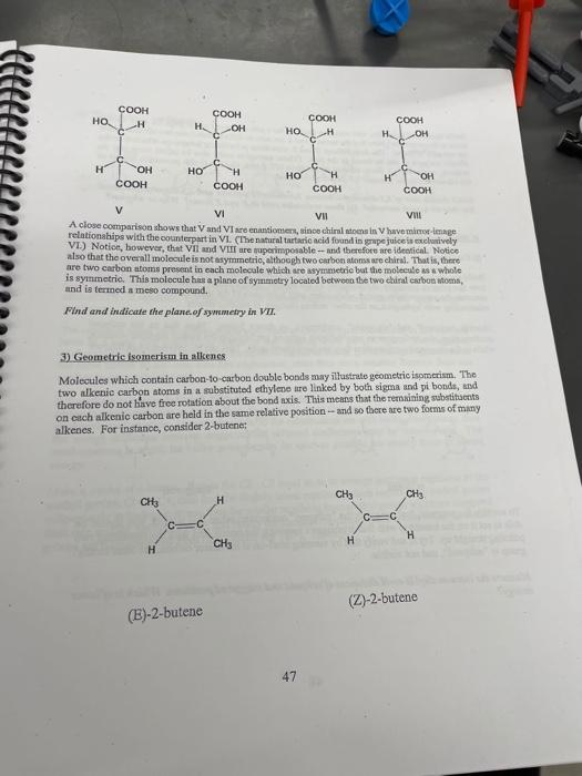 Solved Experiment 6: Stereochemistry - Molecular Models Tho | Chegg.com