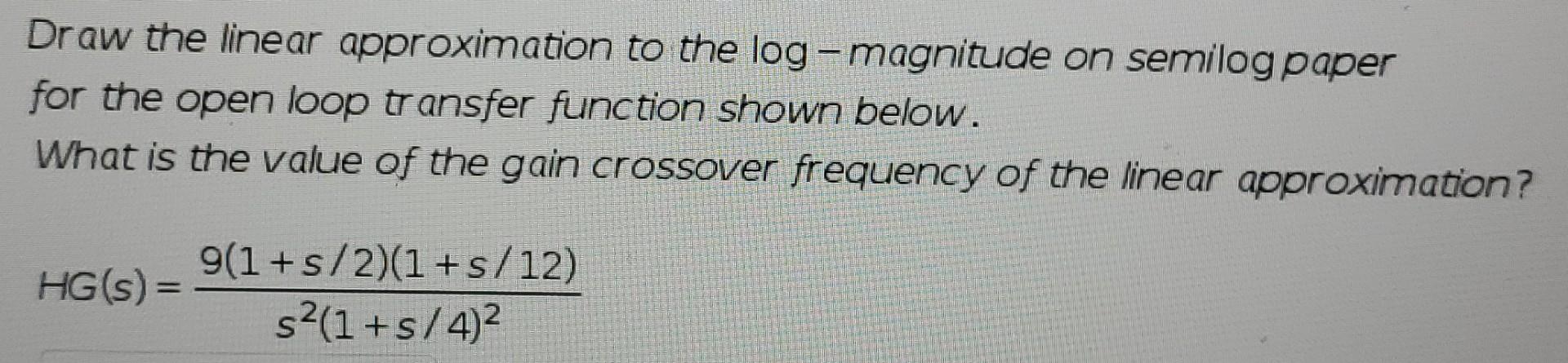 Solved Draw the linear approximation to the log - magnitude | Chegg.com
