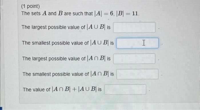 Solved (1 Point) The Sets A And B Are Such That | Chegg.com