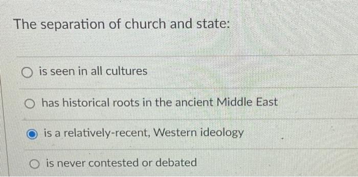 The Separation Of Church And State: Is Seen In All | Chegg.com