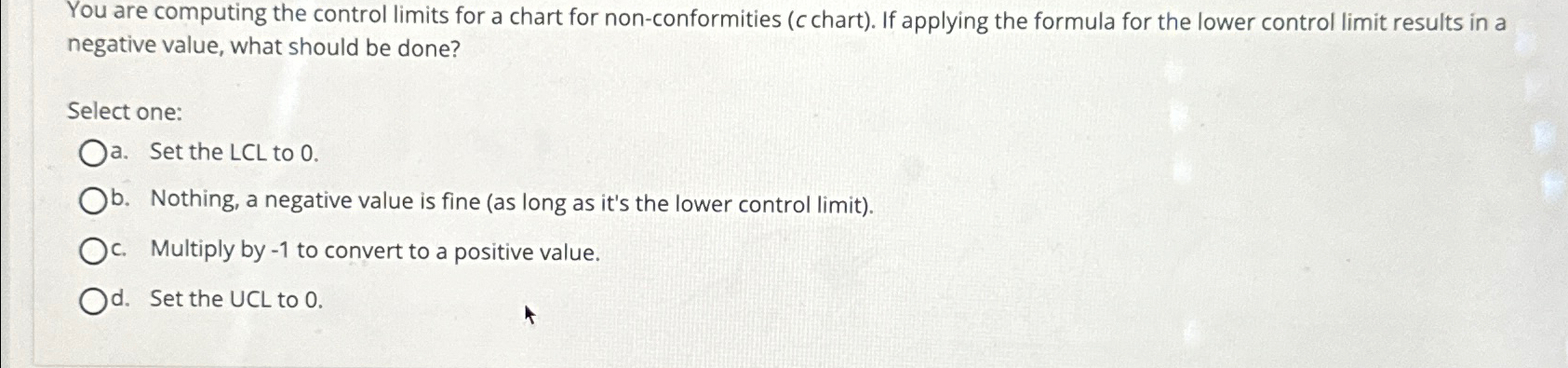 Solved You are computing the control limits for a chart for | Chegg.com